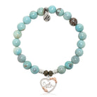 Robins Egg Agate Gemstone Bracelet with Heart Sister Sterling Silver Charm