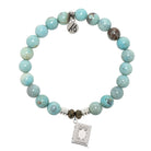 Robins Egg Agate Gemstone Bracelet with Memories Sterling Silver Charm