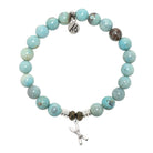 Robins Egg Agate Gemstone Bracelet with Skis Sterling Silver Charm