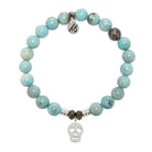 Robins Egg Agate Gemstone Bracelet with Skull CZ Sterling Silver Charm