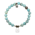 Robins Egg Agate Gemstone Bracelet with Unbreakable Friendship Sterling Silver Charm