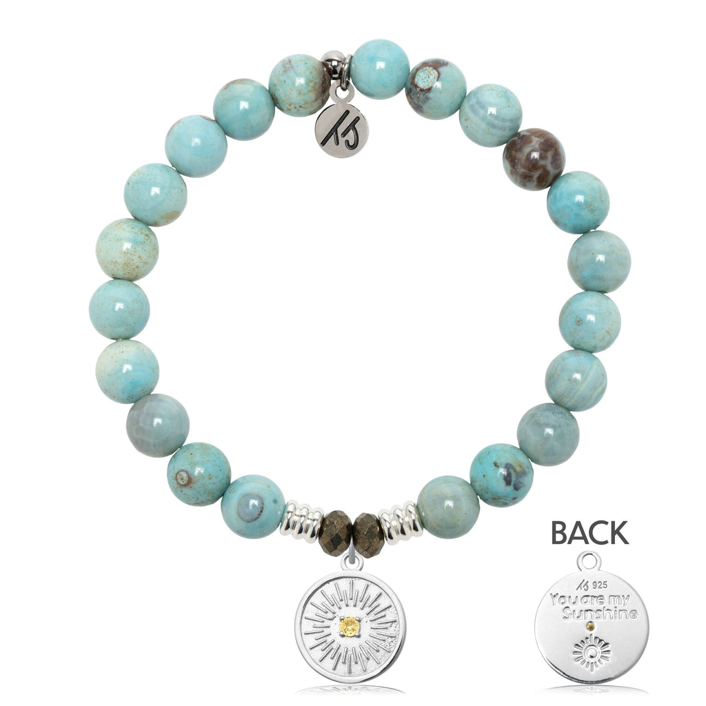 Robins Egg Agate Gemstone Bracelet with You are My Sunshine Sterling Silver Charm