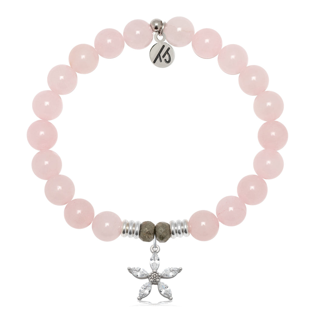 Rose Quartz Gemstone Bracelet with Renewal Sterling Silver Charm