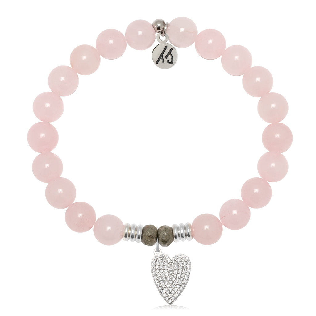 Rose Quartz Gemstone Bracelet with You are Loved Sterling Silver Charm
