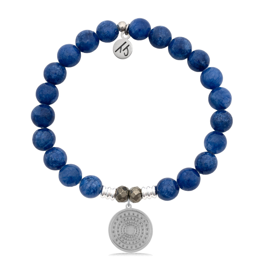 Royal Jade Stone Bracelet with Family Circle Sterling Silver Charm