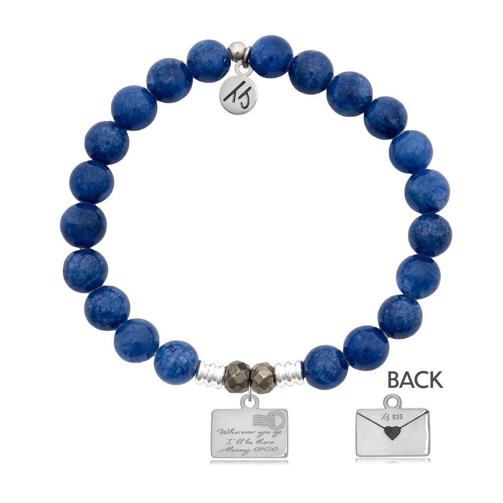 Royal Jade Stone Bracelet with Love Letter Sterling Silver Charm