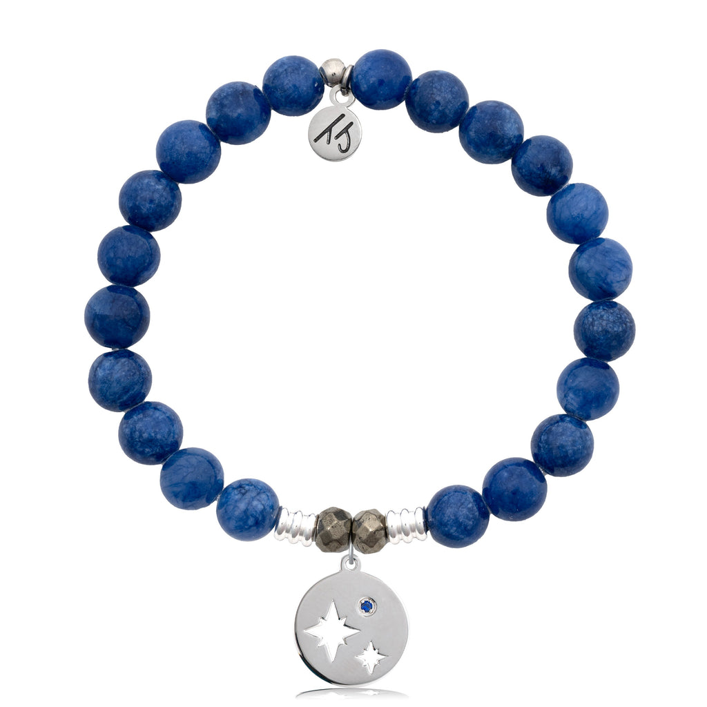 Royal Jade Stone Bracelet with Mother Son Sterling Silver Charm