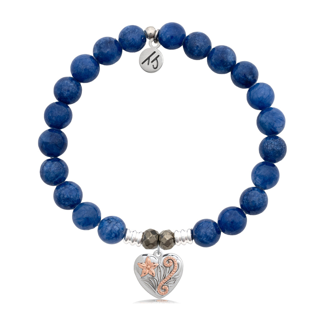 Royal Jade Stone Bracelet with Renewal Heart Sterling Silver Charm