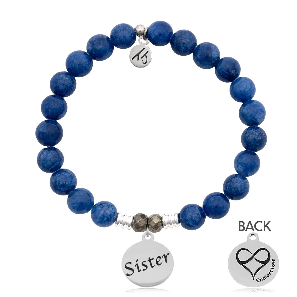 Royal Jade Stone Bracelet with Sister Sterling Silver Charm