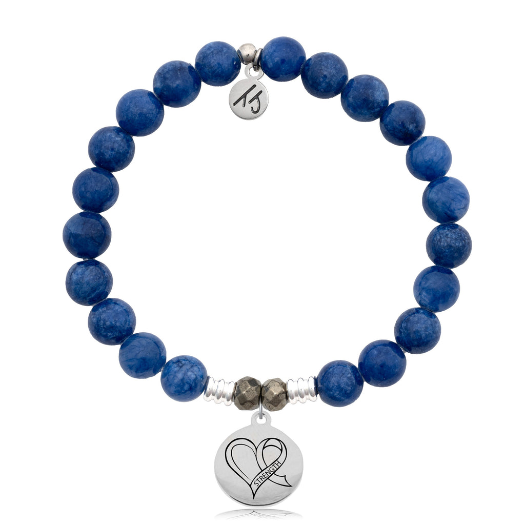 Royal Jade Stone Bracelet with Strength Heart Sterling Silver Charm