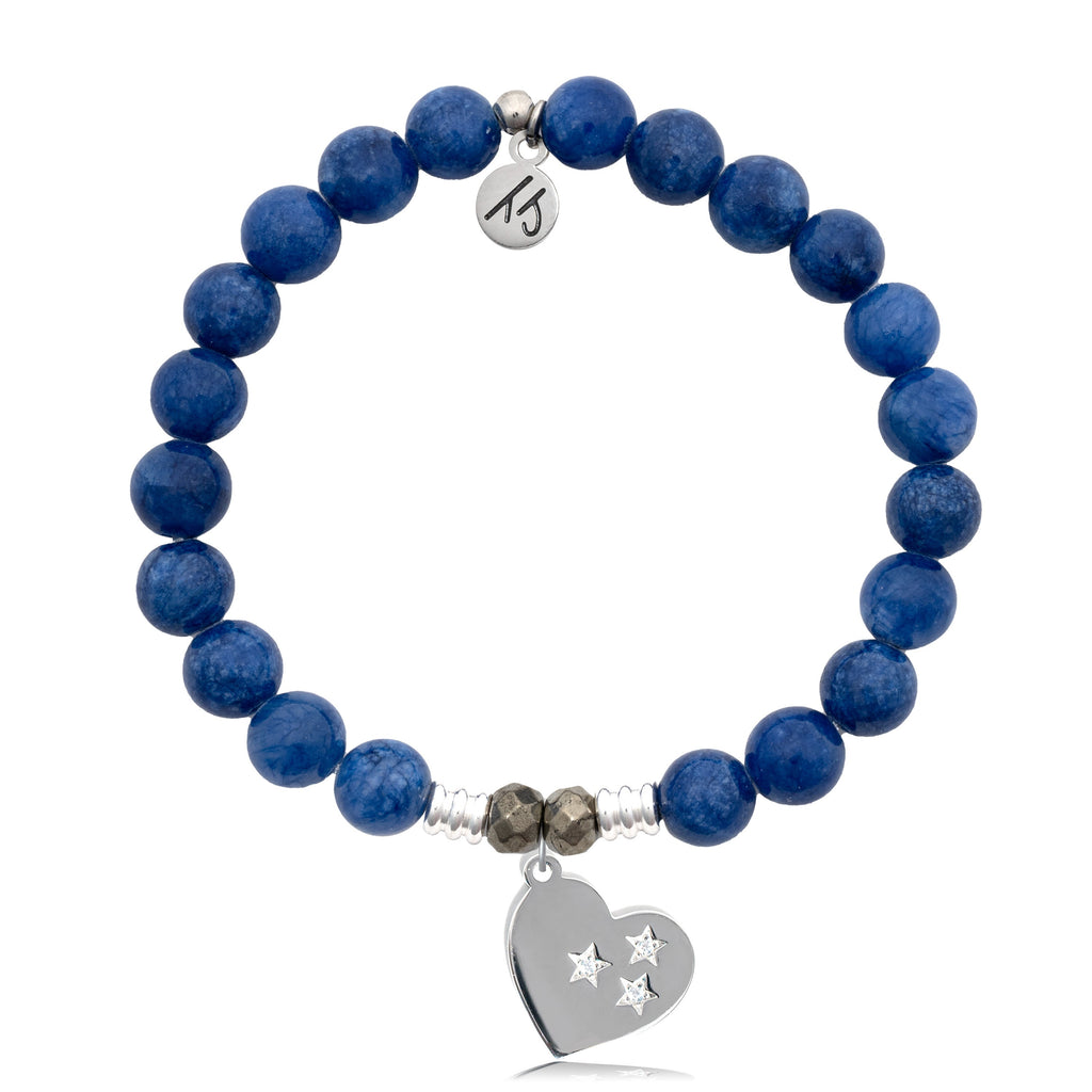 Royal Jade Stone Bracelet with Wishing Heart Sterling Silver Charm