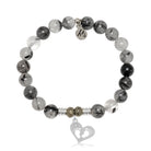 Rutilated Quartz Gemstone Bracelet with Baby Feet Sterling Silver Charm