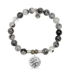 Rutilated Quartz Gemstone Bracelet with Birthday Wishes Sterling Silver Charm