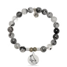 Rutilated Quartz Gemstone Bracelet with Cardinal Sterling Silver Charm