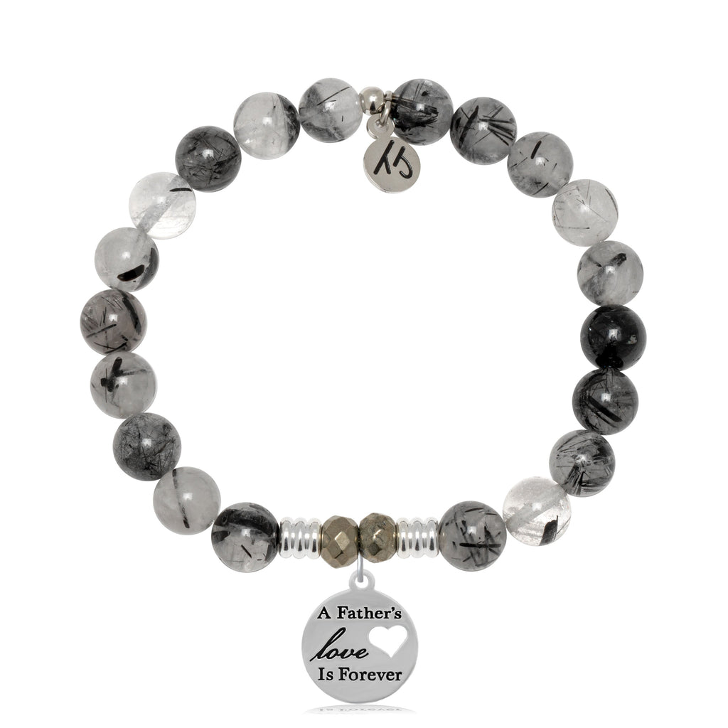 Rutilated Quartz Gemstone Bracelet with Father's Love Sterling Silver Charm