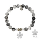 Rutilated Quartz Gemstone Bracelet with Forget Me Not Sterling Silver Charm