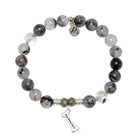 Rutilated Quartz Gemstone Bracelet with Fur Ever Love Sterling Silver Charm