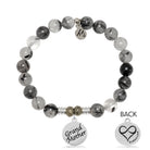 Rutilated Quartz Gemstone Bracelet with Grandmother Sterling Silver Charm