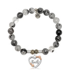 Rutilated Quartz Gemstone Bracelet with Heart Family Sterling Silver Charm