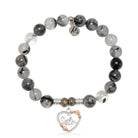 Rutilated Quartz Gemstone Bracelet with Heart Sister Sterling Silver Charm