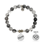 Rutilated Quartz Gemstone Bracelet with Mom Sterling Silver Charm