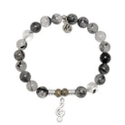 Rutilated Quartz Gemstone Bracelet with Music Note Sterling Silver Charm