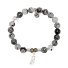 Rutilated Quartz Gemstone Bracelet with Olive Branch Sterling Silver Charm