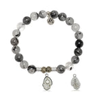 Rutilated Quartz Gemstone Bracelet with Oyster Sterling Silver Charm