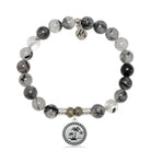 Rutilated Quartz Gemstone Bracelet with Palm Tree Sterling Silver Charm
