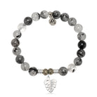 Rutilated Quartz Gemstone Bracelet with Paradise Sterling Silver Charm