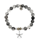 Rutilated Quartz Gemstone Bracelet with Renewal Sterling Silver Charm