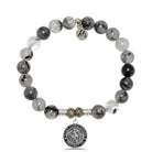 Rutilated Quartz Gemstone Bracelet with Saint Christopher Sterling Silver Charm