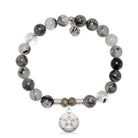 Rutilated Quartz Gemstone Bracelet with Sand Dollar CZ Sterling Silver Charm