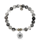 Rutilated Quartz Gemstone Bracelet with Sand Dollar Sterling Silver Charm