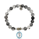 Rutilated Quartz Gemstone Bracelet with Seahorse Sterling Silver Charm