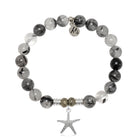 Rutilated Quartz Gemstone Bracelet with Starfish Sterling Silver Charm