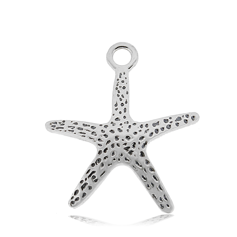 Rutilated Quartz Gemstone Bracelet with Starfish Sterling Silver Charm