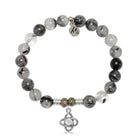 Rutilated Quartz Gemstone Bracelet with Stronger Together Sterling Silver Charm