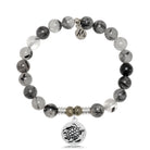 Rutilated Quartz Gemstone Bracelet with Turtle Sterling Silver Charm