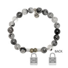 Rutilated Quartz Gemstone Bracelet with Unbreakable Sterling Silver Charm