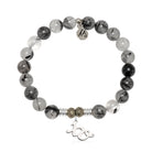 Rutilated Quartz Gemstone Bracelet with XO Sterling Silver Charm