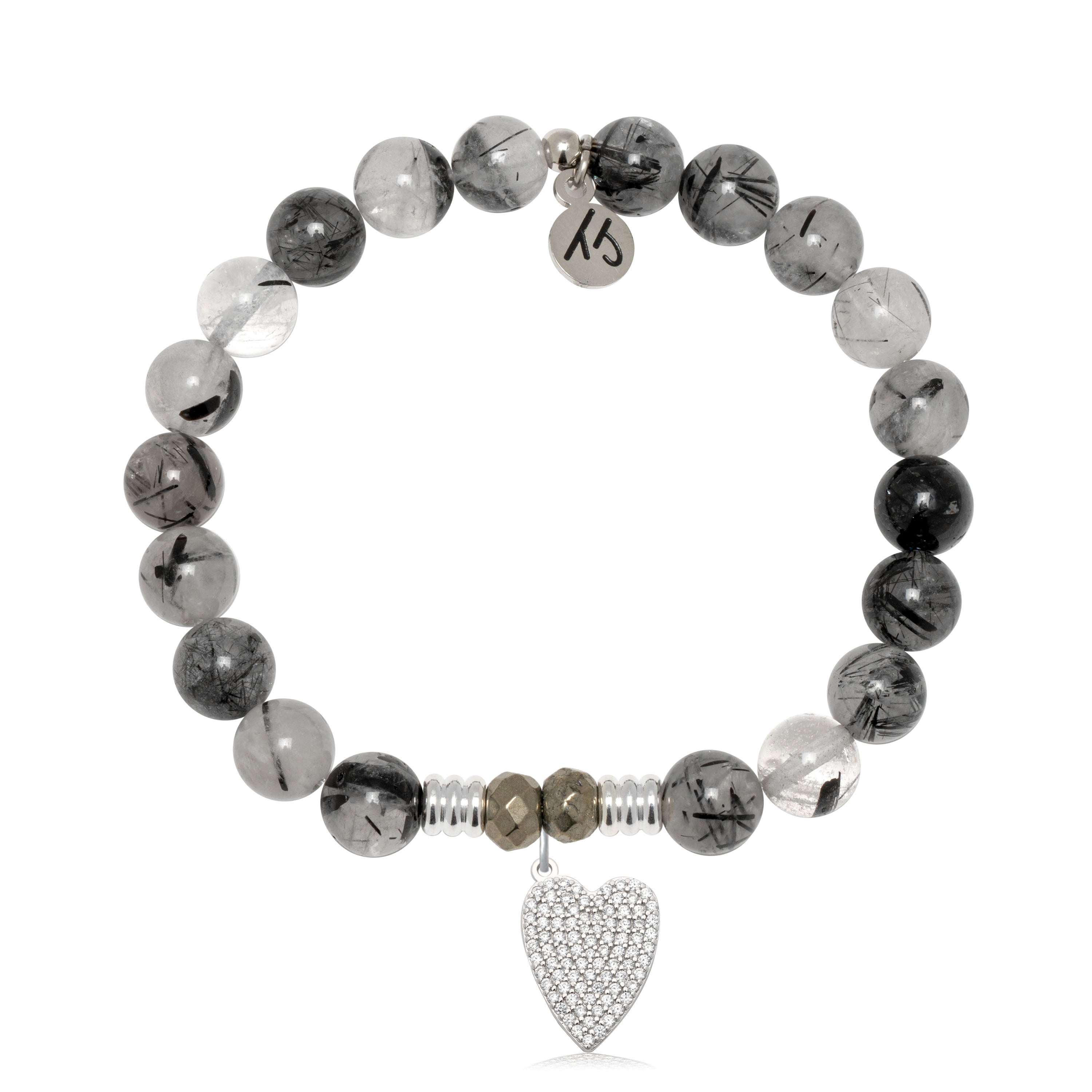 Rutilated Quartz Gemstone Bracelet with You are Loved Sterling Silver Charm