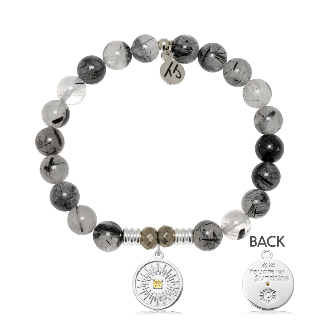 Rutilated Quartz Gemstone Bracelet with You are My Sunshine Sterling Silver Charm