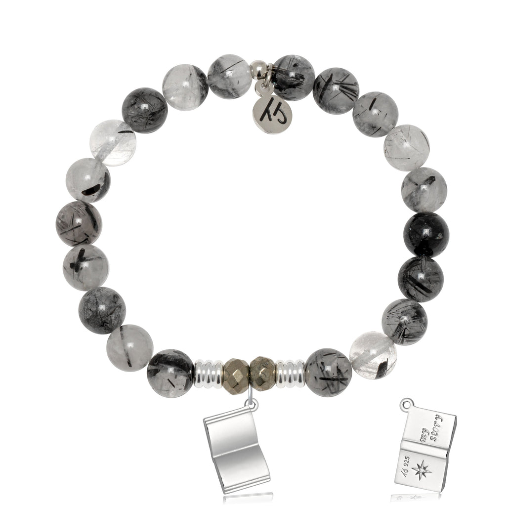 Rutilated Quartz Gemstone Bracelet with Your Story Sterling Silver Charm