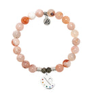 Sakura Agate Gemstone Bracelet with Create Sterling Silver Charm