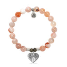 Sakura Agate Gemstone Bracelet with Heart of Angels Sterling Silver Charm