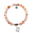 Sakura Agate Gemstone Bracelet with Memories Sterling Silver Charm