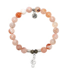 Sakura Agate Gemstone Bracelet with Music Note Sterling Silver Charm
