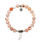 Sakura Agate Gemstone Bracelet with Olive Branch Sterling Silver Charm