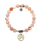 Sakura Agate Gemstone Bracelet with Rising Sun Sterling Silver Charm